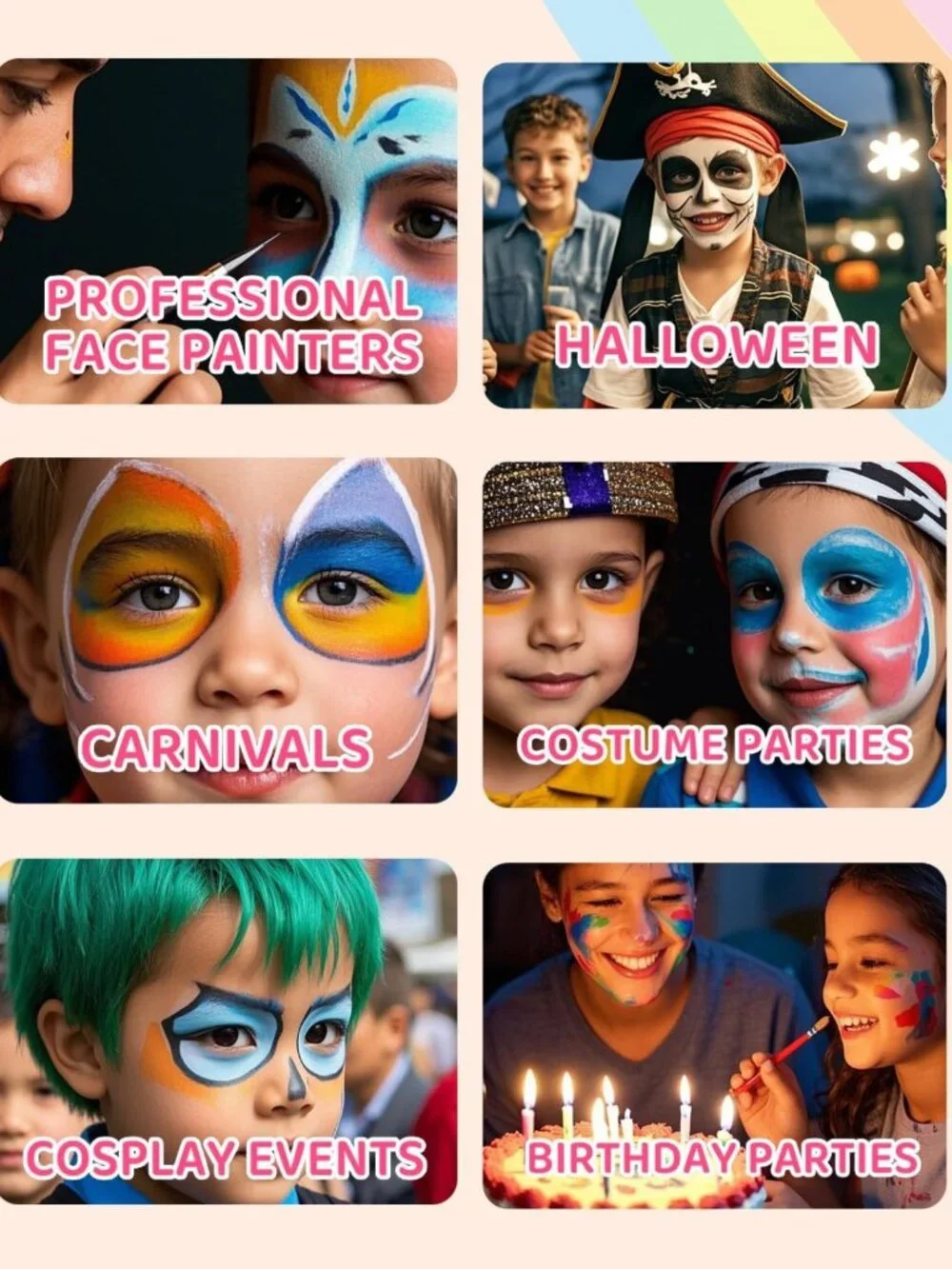 Washable Face Paint Kit for Kids & Adults - 24 Colors, Non-Toxic, Perfect for